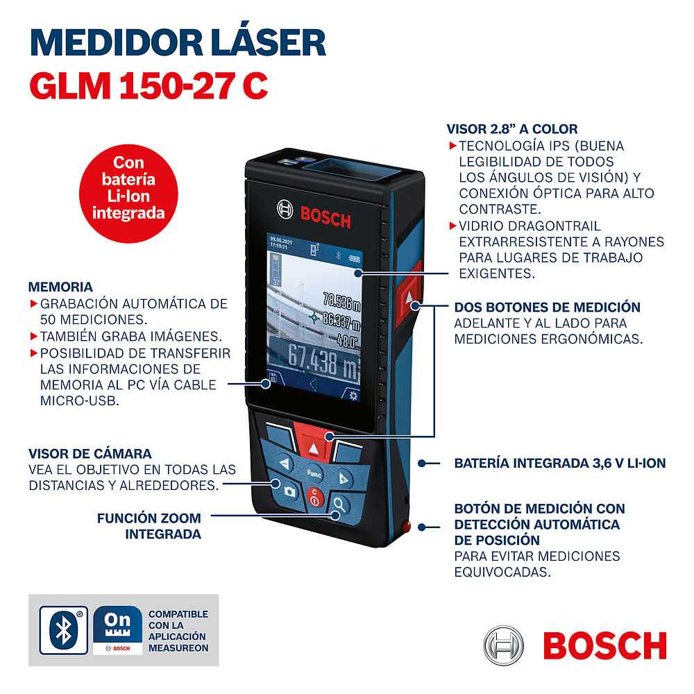 Trena laser Bosch GLM 150-27 C alcance 150m com Bluetooth