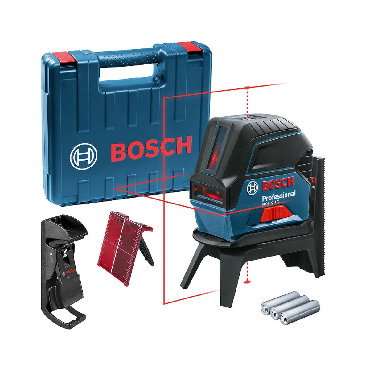 Nível Laser Bosch GCL 2-15 15m com pontos de prumo e suporte