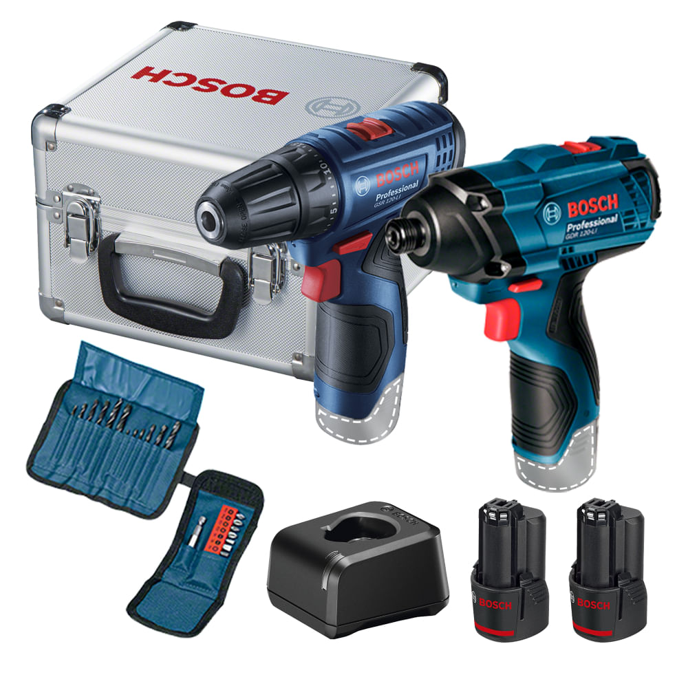 Kit Bosch Parafusadeira GSR 120-LI e Chave de Impacto GDR 120-LI, 12V