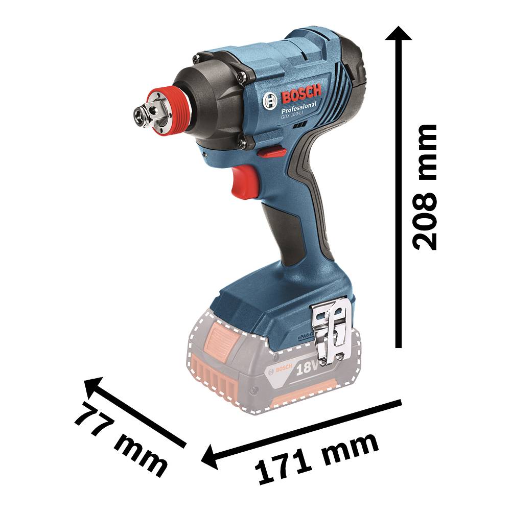 Chave de Impacto a bateria Bosch GDX 180-LI, 180Nm, 18V SB