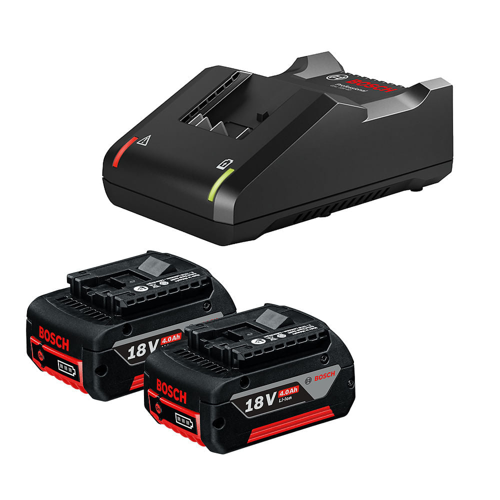 Kit de 2 Baterias GBA 18V 4Ah + Carregador de baterias Bosch GAL 18V-40 Bivolt 18V