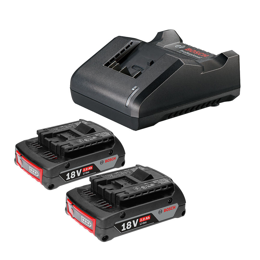 Kit de 2 Baterias GBA 18V 2Ah + Carregador de baterias Bosch GAL 18V-20 Bivolt 18V