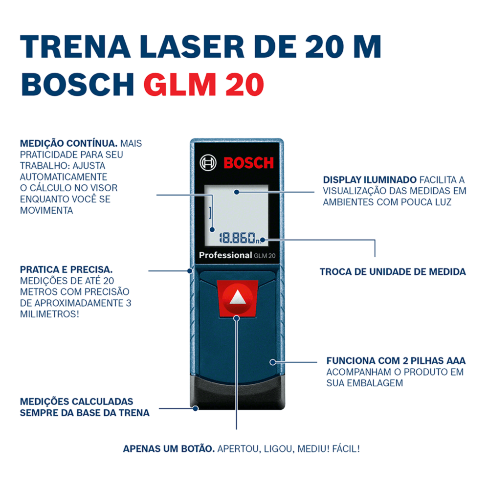 Trena Laser Bosch GLM 20 alcance 20m