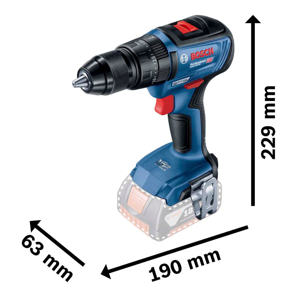 Parafusadeira Furadeira de Impacto a bateria Bosch GSB 18V-50, 18V