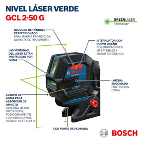 Nível a laser Bosch GCL 2-50 G 50 metros com pontos