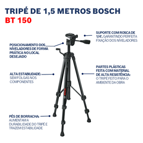 Tripé 1,5m para construção civil BT 150 Bosch