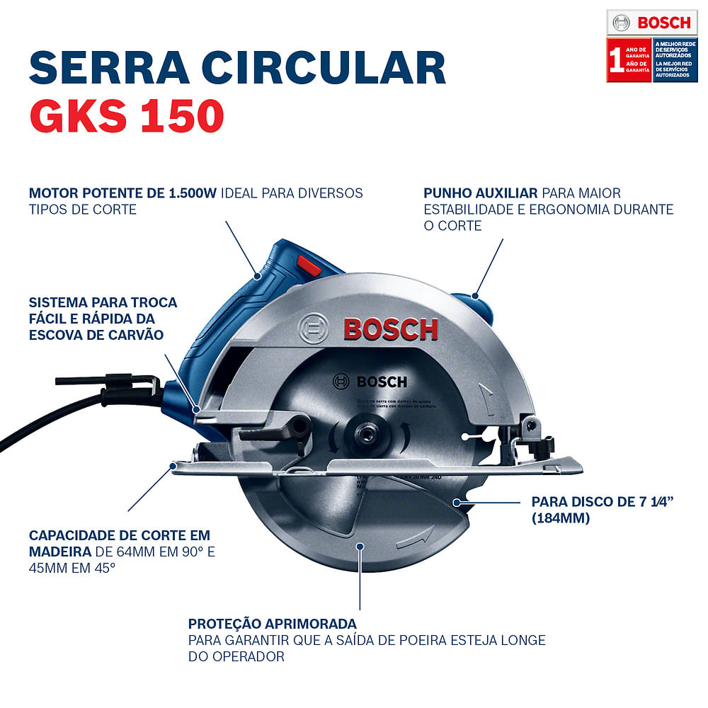 Serra Circular Bosch GKS 150 1500W
