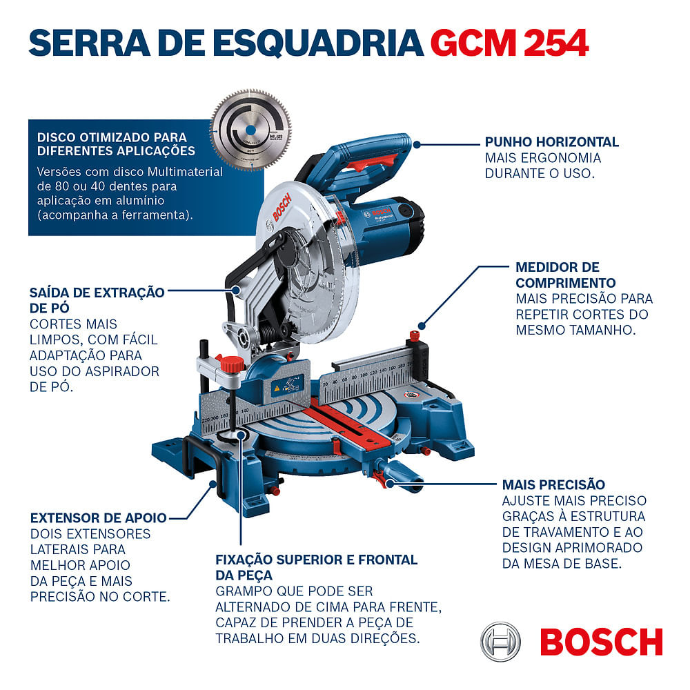 Serra meia esquadria Bosch GCM 254