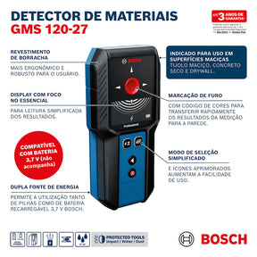 Detector de materiais Bosch GMS 120-27 120 mm